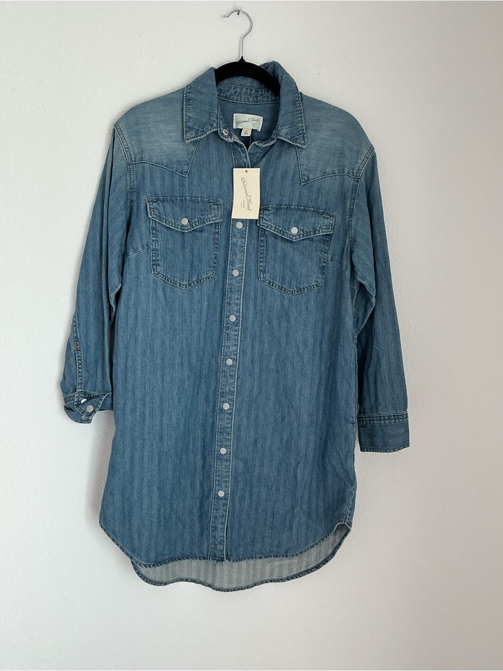 Universal Thread Blue Denim Western-Style Button-Down Shirt